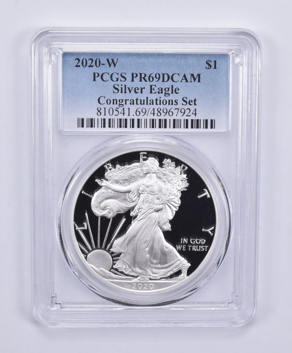 トランプラベル2020 年アメリカ イーグル$1銀貨 PR69DCAM American Eagle PR 69 Graded 2020 Silver Bullion Coins for