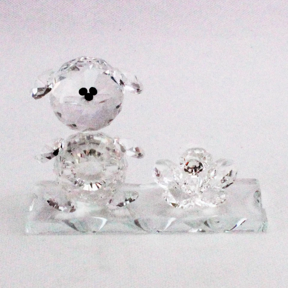 25752 Bomboniere Piastra Orsetto con Fiore in cristallo Trasparente (kit 6 pezzi - Immagine 1 di 1