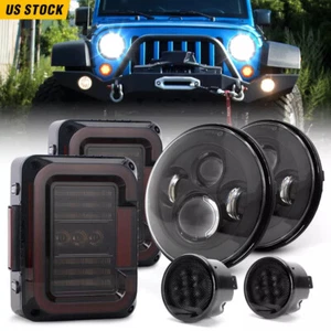 Faros LED ahumados para parrilla de 7"" para Jeep Wrangler JK Combo - Imagen 1 de 12
