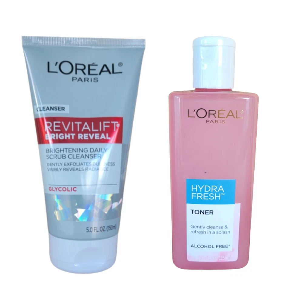 Loreal Paris Alcohol Free HYDRAFRESH Toner Cleanses+Revitalift Scrub Cleanser - Image 1 of 1