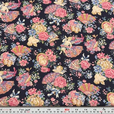 Vintage Angels Peter Pan Fabrics Blue Cotton Fabric by the HALF YARD 18" x 60" - Image 1 of 2