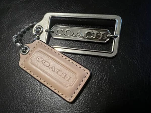 Two Vintage COACH Leatherware Brown Silver Replacement Handbag Hang Tag - Picture 1 of 6