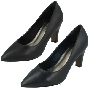 Ladies F9R0083 Slip On Pointy Smart Court Shoe Leather Collection SALE - Picture 1 of 19