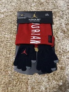NWT Boys Youth Air Jordan Beanie Hat Glove Set W/ Gift Box Youth SZ L/XL - Picture 1 of 5