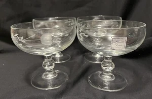 New Vintage Princess House Heritage Floral Champagne Wine Glass Etched Set of 4 - Picture 1 of 6