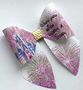 WISH UPON A STAR SAILOR BOW PRINTED CANVAS FABRIC BOW TEMPLATE  MAKE HAIR BOWS - Picture 1 of 2
