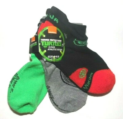 Teenage Mutant Ninja Turtle Niños 3pk Calcetines Zapato Talla 3-8.5 Nuevo con Etiquetas Foto 1 de 2