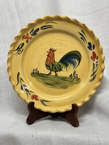 HOME Vintage Rooster Salad Plate Yellow Twisted Rope Country Farm Style 8 7/8" - Picture 1 of 3
