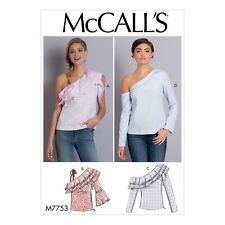 McCall's Misses Flounce One-Shoulder Tops Sewing Pattern M7753 Size 6-14 Uncut