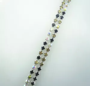 ss10 negro AB mezcla vidrio cierre taza grado A+ cristal diamantes de imitación cadena plata 05 - Imagen 1 de 3