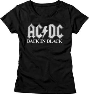 AC/DC Back And Black Album Cover Women's Fitted T Shirt Band Merch - Picture 1 of 5
