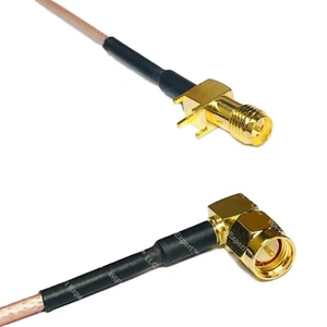 RG178 RP-SMA Female PCB to SMA MALE ANGLE Coax RF Cable USA-Ship - Picture 1 of 1