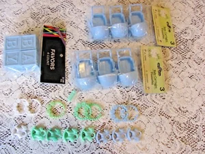 Lot of Assorted Plastic Blue Baby Shower Boy Items - Carriage, Bracelets, Blocks - Picture 1 of 1