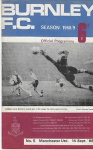 BURNLEY V MANCHESTER UNITED ~ 14 SEPTEMBER 1968 DIVISION ONE FOOTBALL PROGRAMME - Picture 1 of 1
