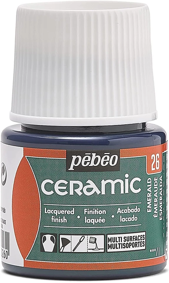 Pebeo Ceramic Enamel Effect Paint 45ml Bottle, High Gloss, Opaque, Oil-Based - Image 1 of 1