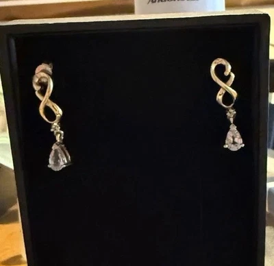 .608ct MTGW Morganite & White Topaz Yellow Gold (2.7g) Earrings 14k - Image 1 of 4