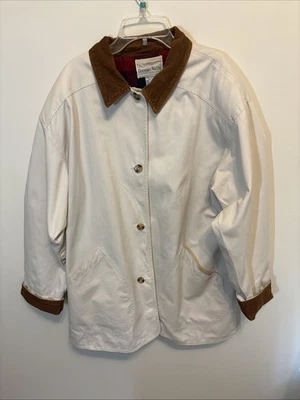 Chaqueta utilitaria de granero para tareas de mujer forrada de franela marfil talla grande esencial para todos los días Foto 1 de 4