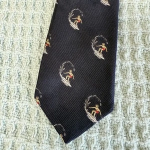 NWT J.Crew Tie 100% Silk Mens Skinny Necktie Navy Surfer Beach Preppy Summer - Picture 1 of 6