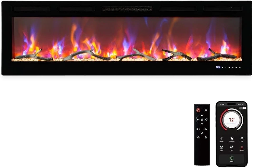 Electric Fireplace 30'' 36/ 42/50/ 60/72/80/90'' Wall Mounted Recessed Heater - Image 1 of 4