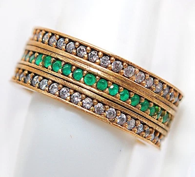 Ottoman Empire 1CT Emerald 925 Sterling Silver Eternity Ring Sz 6 HB4-9 - Image 1 of 4