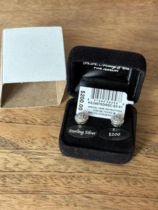 R.H. Macy & Co Bridge Diamond Cluster Stud Earrings Sterling Silver (1/10 ct)NWT - Picture 1 of 9