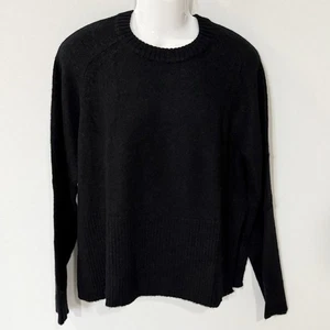 J. Suéter Crew Para Mujer XL Negro Alto Costilla Pullover Lana Mezcla Alpaca Abertura Lateral - Imagen 1 de 8