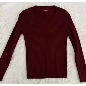 Merona Sweater Women’s Size Medium Burgundy Long Sleeve Pullover Vtg - Picture 1 of 9