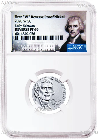 2020 "W" Reverse Proof Nickel Early Releases NGC PF69 Portrait Label with COA Cover