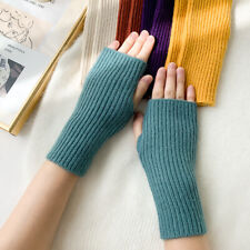 Women Winter Warmer Half Finger Fingerless Gloves Wrist Arm Hand Knitted Mittens