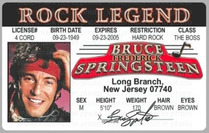 Bruce Springsteen Rock Legened Geboren in den USA Lizenzkarte Neuheit Ausweis - Bild 1 von 1