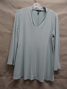 Eileen Fisher Shirt Damen mittelblau türkis V-Ausschnitt Strtech Jersey fließend - Bild 1 von 7