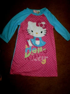 *HELLO KITTY" Girls nightgown long sleeve polyester -flame resistent Sz:7/8 - Picture 1 of 3