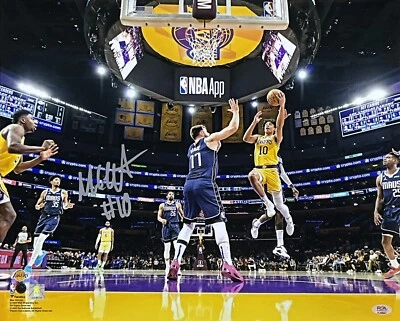 MAX CHRISTIE LOS ANGELES LAKERS SIGNED 16X20 VS MAVERICKS LUKA DONCIC PHOTO PSA - Image 1 of 3