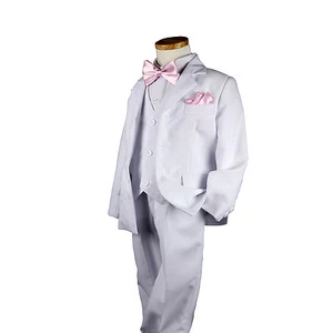 BNWT Page Boys Kids 5PCS Formal Suit Christening Wedding White Suit SIZE 000 -16 - Picture 1 of 11
