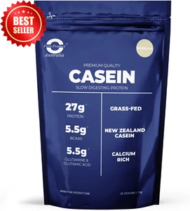 100% Casein Protein Powder, NZ Micellar, Grass-Fed, 27g Protein per Serve, 1kg V - Picture 1 of 12