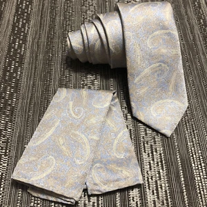New laser Paisley Design 2.75" Inches Necktie and Pocket Square Hanky Set Ivory - Picture 1 of 1
