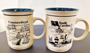 TAZZA CAFFÈ CAROLINA SUD. TAZZA CAFFE' CONNECTICUT STAMPA A COLORI SUL RETRO-2 - Foto 1 di 11