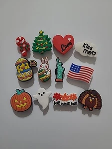 Holiday Christmas Easter Rubber Shoe Charms For Crocs Cupcake Toppers 10 Pc - Picture 1 of 6