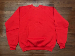 VINTAGE 1980's FRUIT OF THE LOOM SWEATSHIRT MENS LARGE RED CREW NECK 80's e - Picture 1 of 3