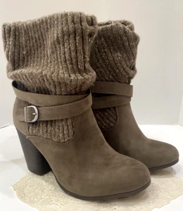 Torrid Taupe Beige Faux Suede Sweater Boots Size 9w 9 Wide - Picture 1 of 10