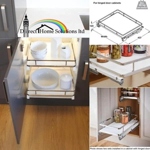 Hafele Soft Close Kitchen Pull Out Storage Basket Solid White Base Cabinet Set - Picture 1 of 10