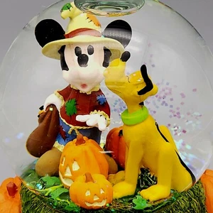 Disney Halloween Globe Mickey Pluto Musical Globe Pumpkin Patch - Picture 1 of 10