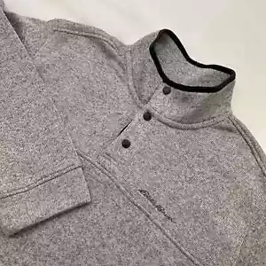 Suéter Eddie Bauer Hombres Gris Claro Brezo Cuello Simulado 1/4 Botones a Presión XXL NUEVO SIN ETIQUETAS - Imagen 1 de 7