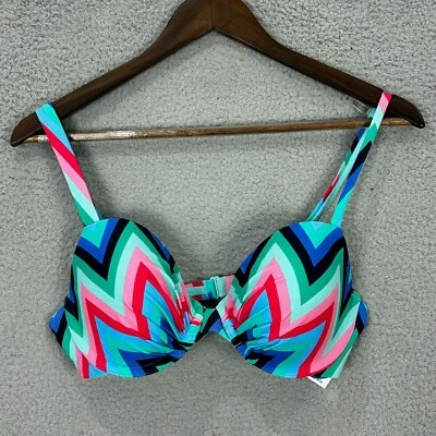 Aerie Bikini Top Womens 36D Multicolor Chevron Lightly Padded Underwire nwt - Image 1 of 4