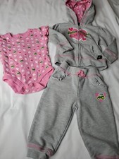 John Deere Bodysuit With Full Zip Sweatshirt And Pants Infant Girls 6-9 months