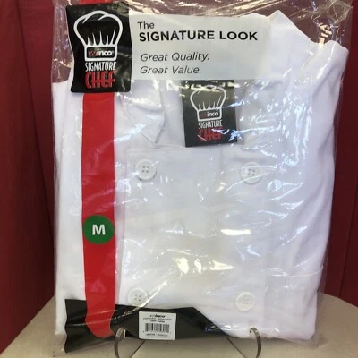 NEW White Winco Signature Chef Jacket Men's Medium Universal Fit SWM restaurant - Image 1 of 4