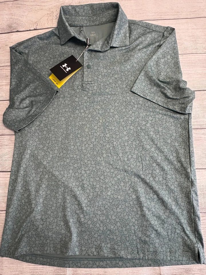 Camisa polo de golf Under Armour para hombre grande nueva Drive Squirrel Botanic precio de venta sugerido por el fabricante $80 Foto 1 de 4
