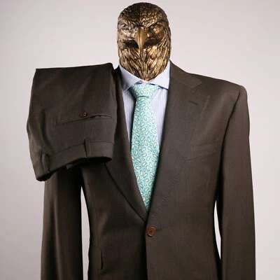 NWT $3350 PATRICK HELLMANN Wool and Silk Suit Gray-Brown 44US/54IT LONG - Image 1 of 4
