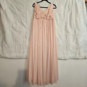 David's Bridal Petal Pink Bridesmaid Prom Dress Size 18 F15933 V-Neck Pleated - Picture 1 of 6