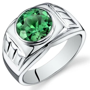 Anillo de plata esterlina esmeralda de corte redondo de 4,5 quilates tallas 8 a 13 - Imagen 1 de 5